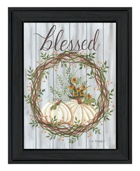Blessed Wreath Black Framed Print Wall Art
