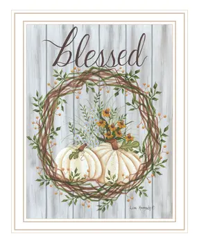 Blessed Wreath White Framed Print Wall Art