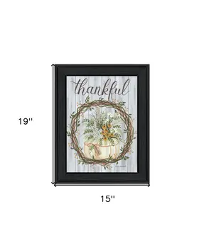 Thankful Wreath Black Framed Print Wall Art