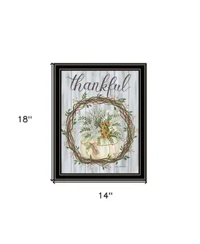Thankful Wreath Black Framed Print Wall Art