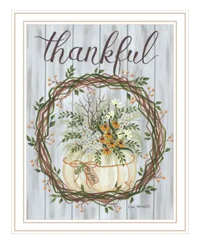 Thankful Wreath White Framed Print Wall Art