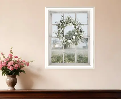 Spring Farm View White Framed Print Wall Art