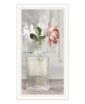 Cottage Peach Rose White Framed Print Wall Art
