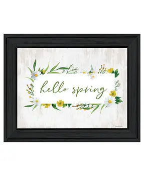 Hello Spring Black Framed Print Wall Art