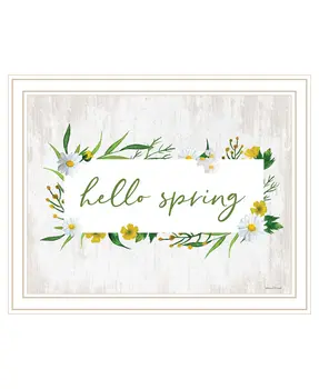 Hello Spring White Framed Print Wall Art