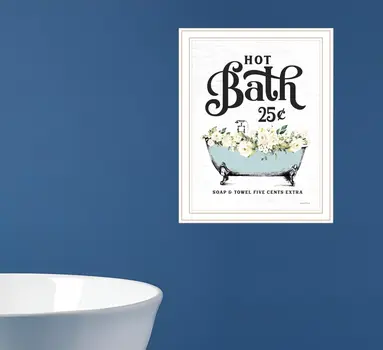 Hot Bath White Framed Print Bathroom Wall Art