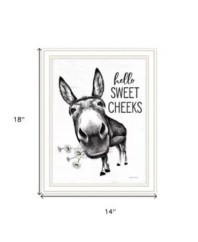Hello Sweet Cheeks Donkey White Framed Print Bathroom Wall Art