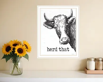 Herd That White Framed Print Bathroom Wall Art