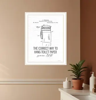 Correct Way to Hang Toilet Paper White Framed Print Bathroom Wall Art