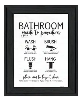 Bathroom Guide Black Framed Print Bathroom Wall Art