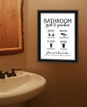 Bathroom Guide Black Framed Print Bathroom Wall Art