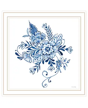 Floral Calligraphy Sketches White Framed Print Wall Art
