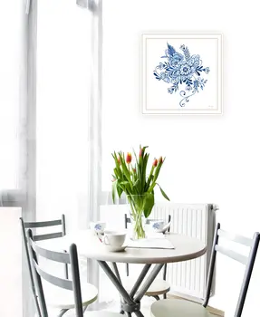 Floral Calligraphy Sketches White Framed Print Wall Art