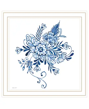 Floral Calligraphy Sketches White Framed Print Wall Art