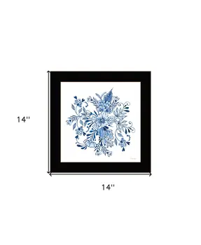 Floral Calligraphy Sketches Black Framed Print Wall Art