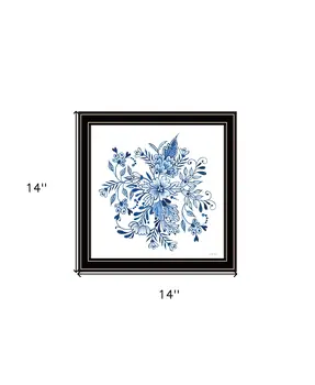 Floral Calligraphy Sketches Black Framed Print Wall Art