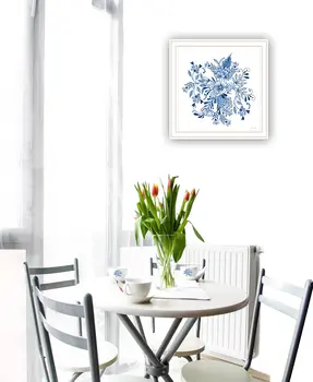 Floral Calligraphy Sketches White Framed Print Wall Art