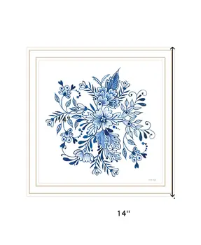Floral Calligraphy Sketches White Framed Print Wall Art