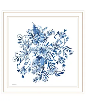 Floral Calligraphy Sketches White Framed Print Wall Art