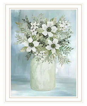 White Blooms White Framed Print Wall Art