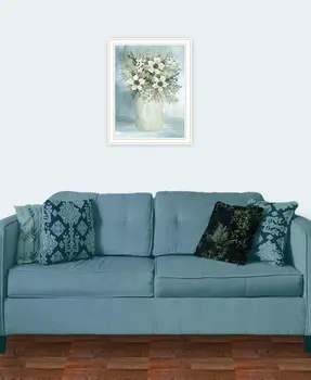 White Blooms White Framed Print Wall Art