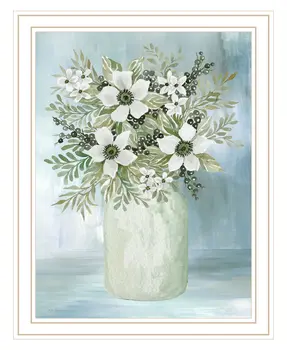 White Blooms White Framed Print Wall Art