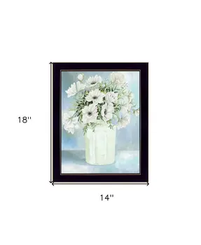 White Blooms Black Grooved Framed Print Wall Art