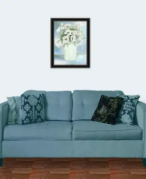White Blooms Black Double Groove Framed Print Wall Art