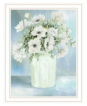 White BLOOMS White Framed Print Wall Art
