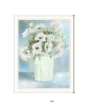 White BLOOMS White Framed Print Wall Art