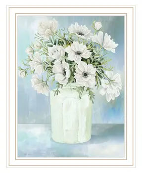 White BLOOMS White Framed Print Wall Art