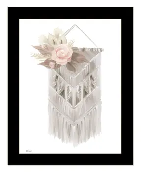 BOHEMIAN MACRAME Black Framed Print Wall Art