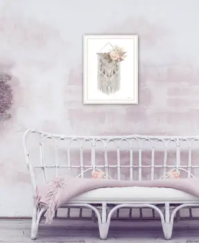 BOHEMIAN MACRAME White Framed Print Wall Art