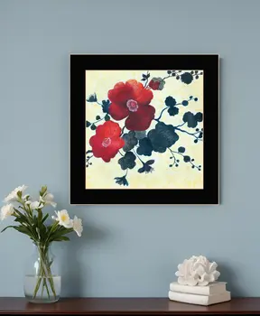 Japanese Blossoms Black Framed Print Wall Art