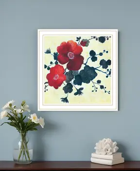 Japanese Blossoms White Framed Print Wall Art