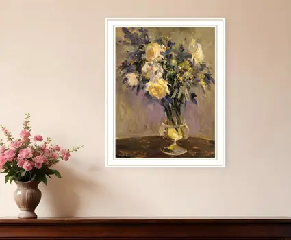 Evening Vase White Framed Print Wall Art
