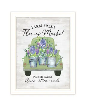 Flower Market Hyacinths White Framed Print Wall Art