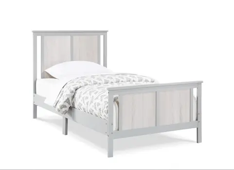Gray And White Reversible Solid Wood Twin Bed Frame