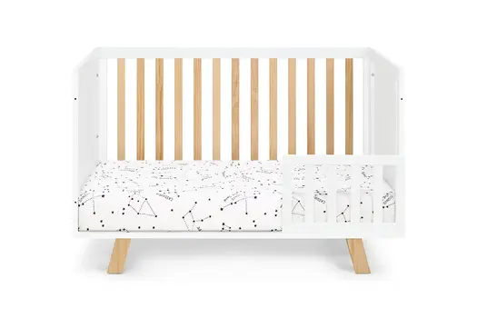 Natural And White Wood Standard Three In One Convertible Crib
