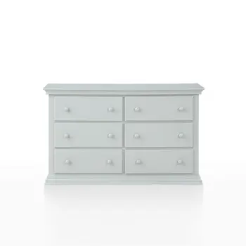 56" Gray Solid and Manufactured Wood Six Drawer Double Dresser