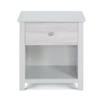 24" Gray Solid Wood and Wood One Drawer Nightstand