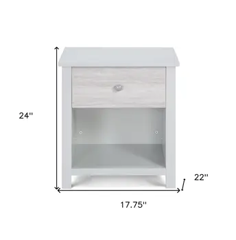 24" Gray Solid Wood and Wood One Drawer Nightstand
