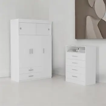 47" White Four Drawer Dresser