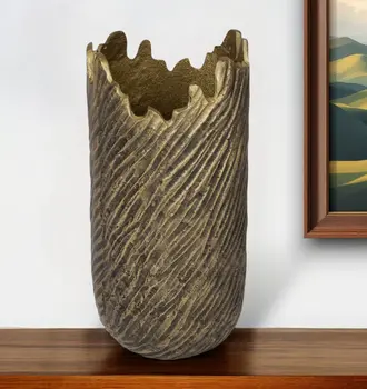 17" Gold Abstract Aluminum Table Vase