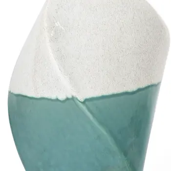 12" Green and Ivory Ombre Wavy Ceramic Table Vase