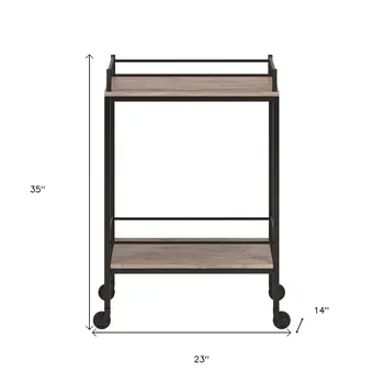 Gray and Black Steel Rolling Bar Cart