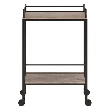 Gray and Black Steel Rolling Bar Cart