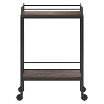 Brown and Black Steel Rolling Bar Cart