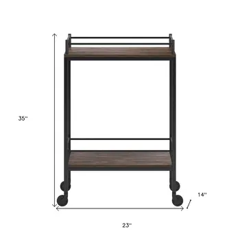 Brown and Black Steel Rolling Bar Cart