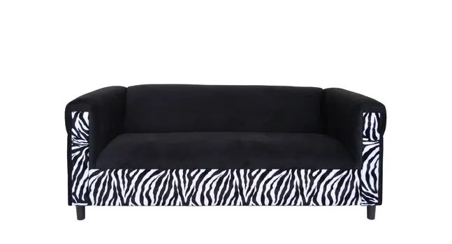 72" Black And White Velvet Zebra Sofa